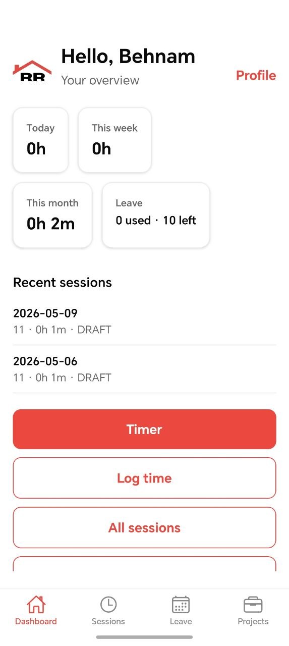Reno Rangers app dashboard screen