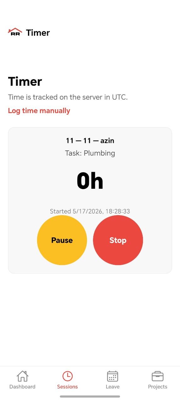 Reno Rangers app timer screen