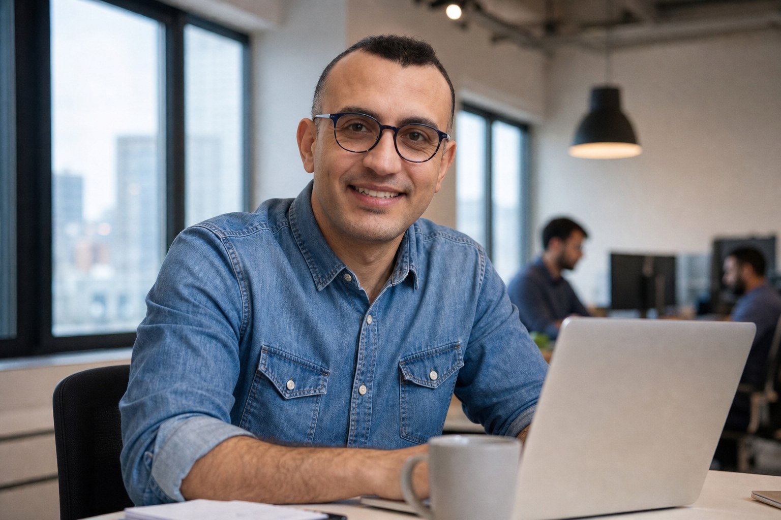 Amir Mokhtarian at a desk in a bright office